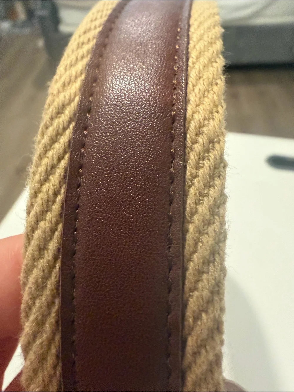 J. Crew Brown Leather & Tan Woven Belt